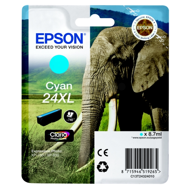 Original Epson C13T24324012 / 24XL Cartouche d'encre cyan