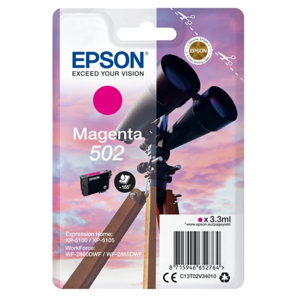 Original Epson C13T02V34010 / 502 Cartouche d'encre magenta