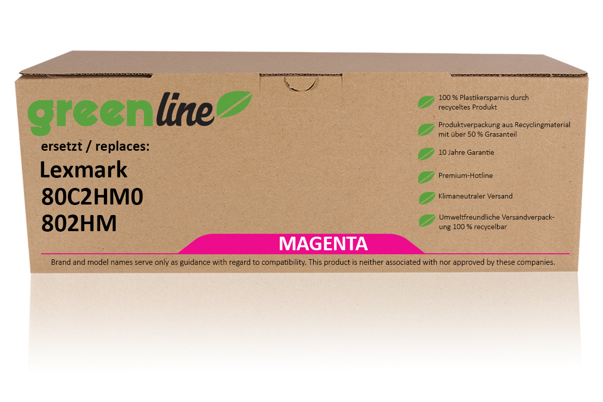 greenline remplace Lexmark 80C2HM0 / 802HM Cartouche toner, magenta