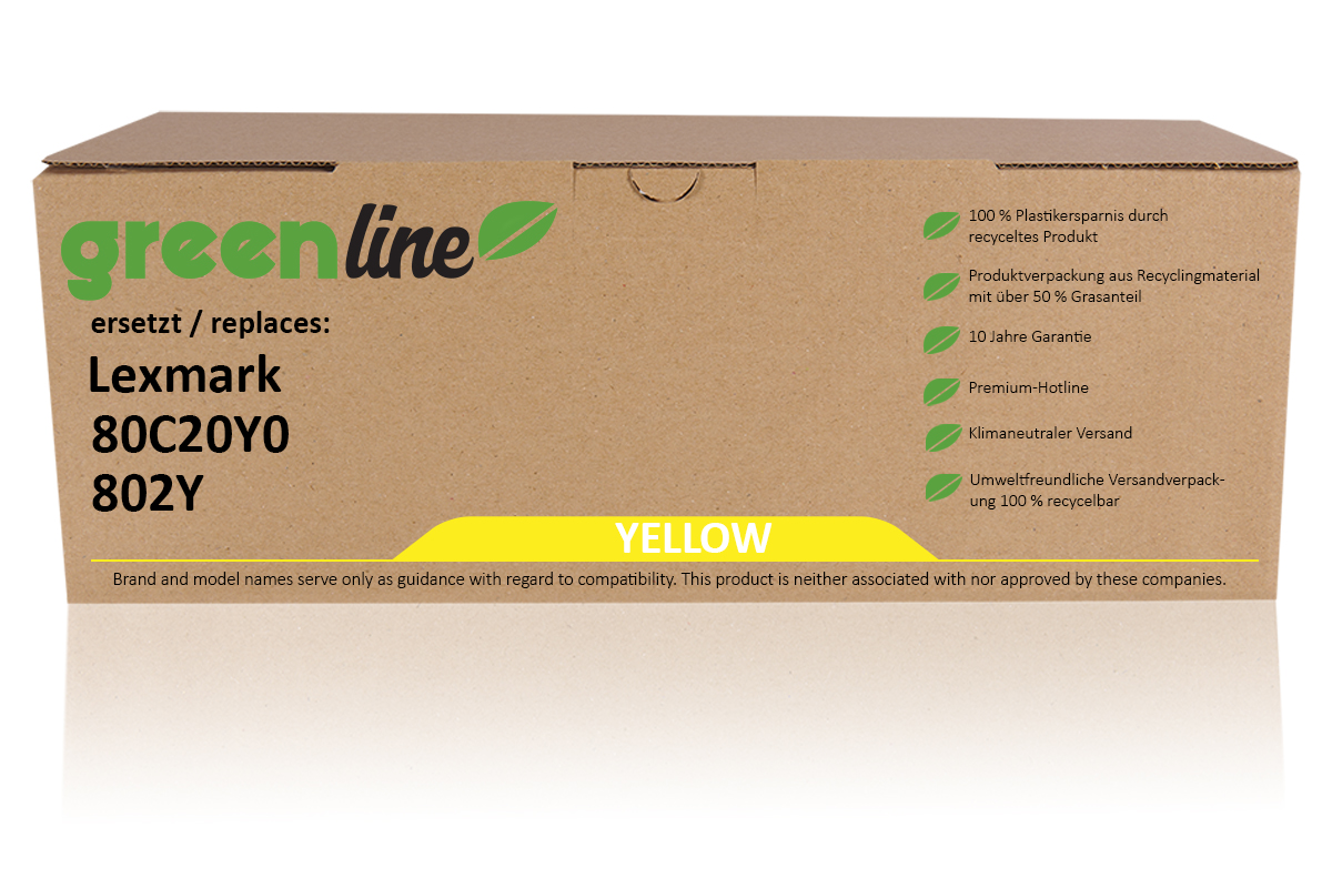 greenline remplace Lexmark 80C20Y0 / 802Y Cartouche toner, jaune