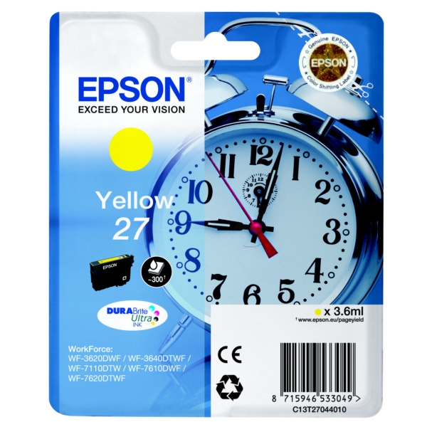 Original Epson C13T27044012 / 27 Cartouche d'encre jaune