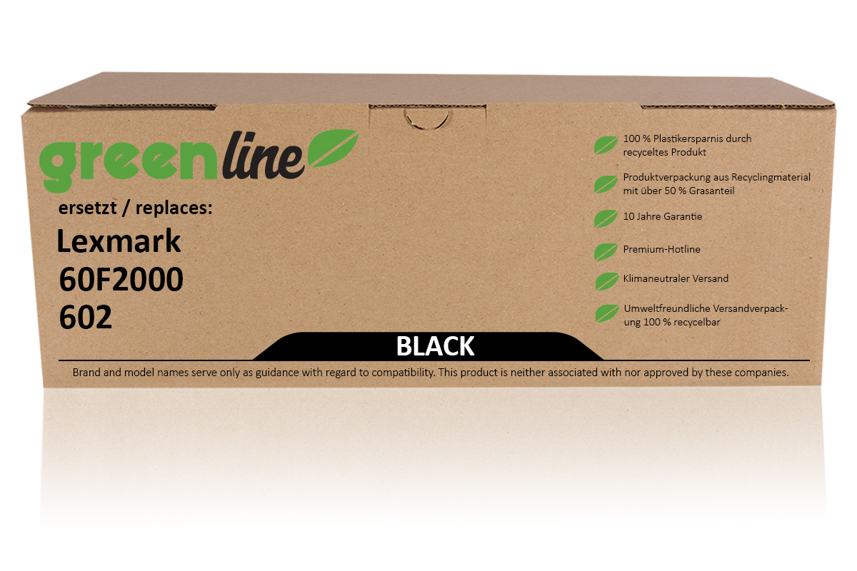 greenline remplace Lexmark 60F2000 / 602 Cartouche toner, noir