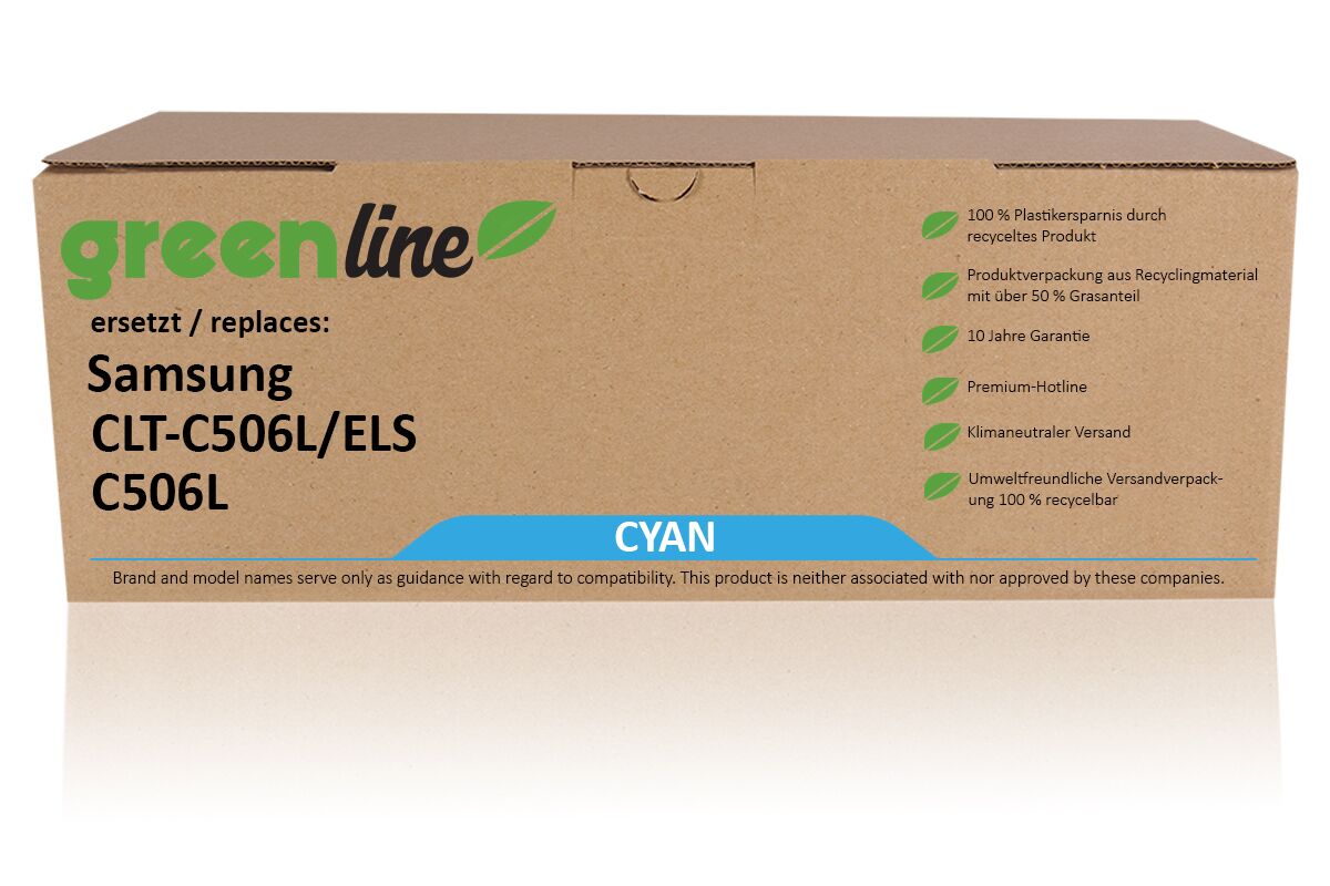 greenline remplace Samsung / HP CLT-C 506 L/ELS / C506L Cartouche toner, cyan
