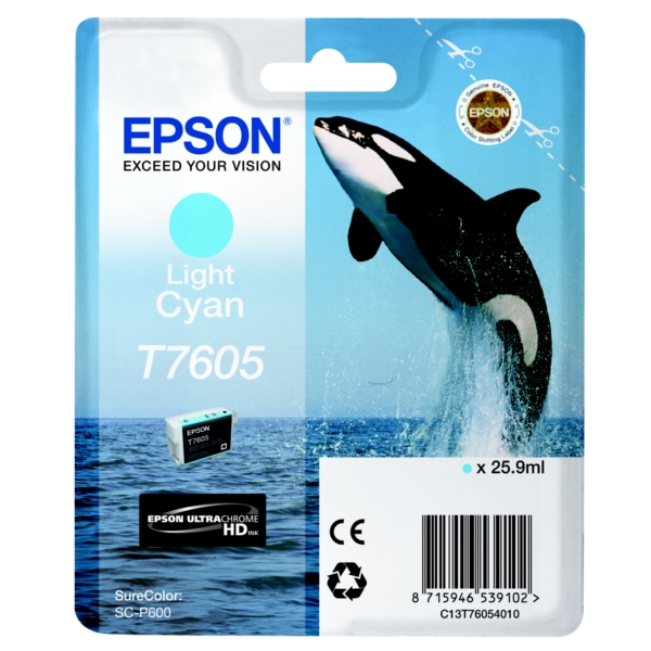 Original Epson C13T76054010 / T7605 Cartouche d'encre cyan claire