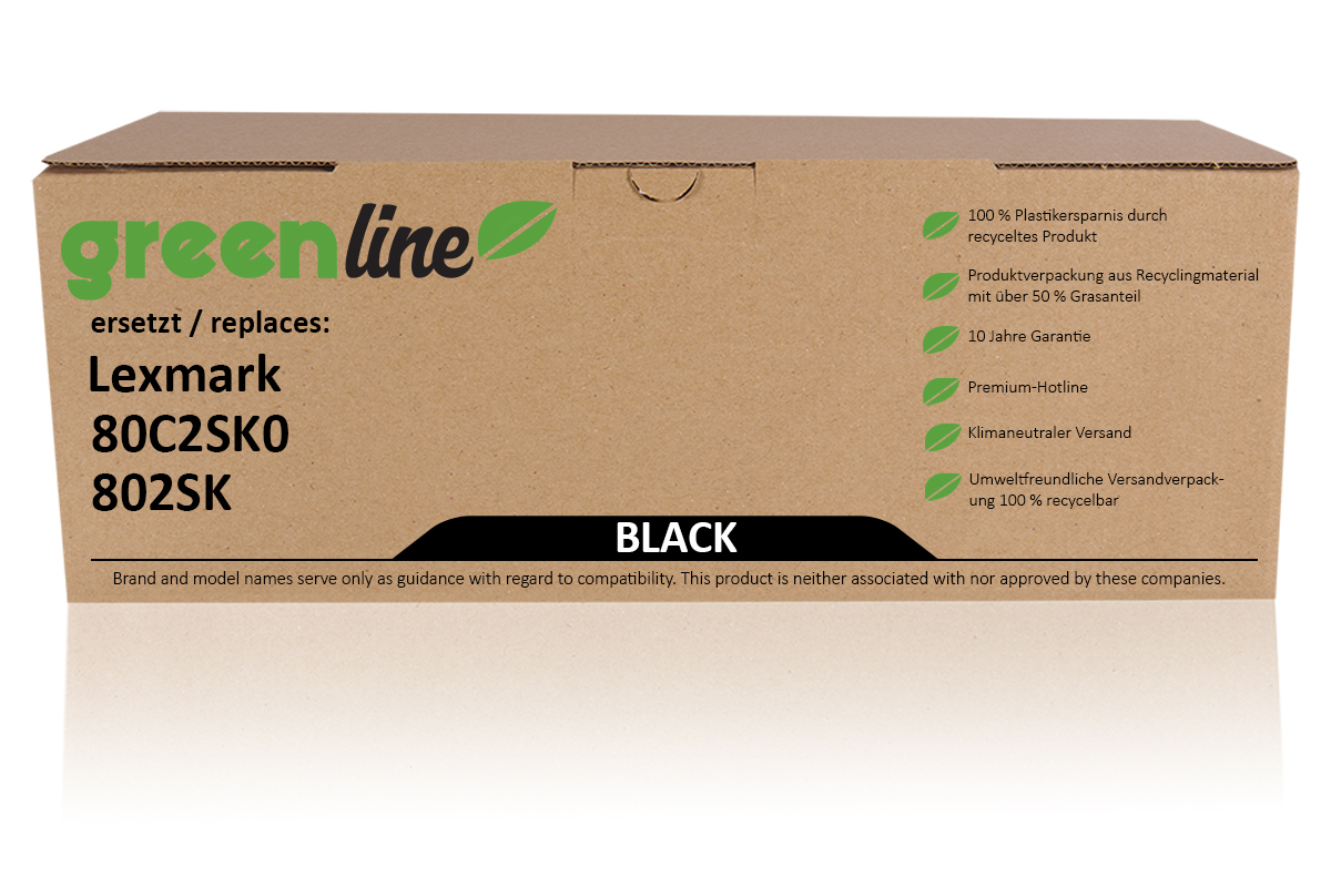 greenline remplace Lexmark 80C2SK0 / 802SK Cartouche toner, noir