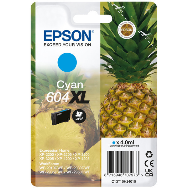 Original Epson C13T10H24010 / 604XL Cartouche d'encre cyan