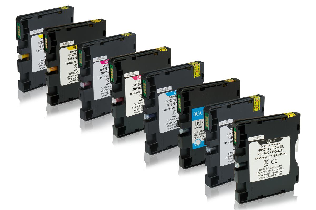 Multipack compatible avec Ricoh 405761 / GC41 contient 8x cartouche d'encre 