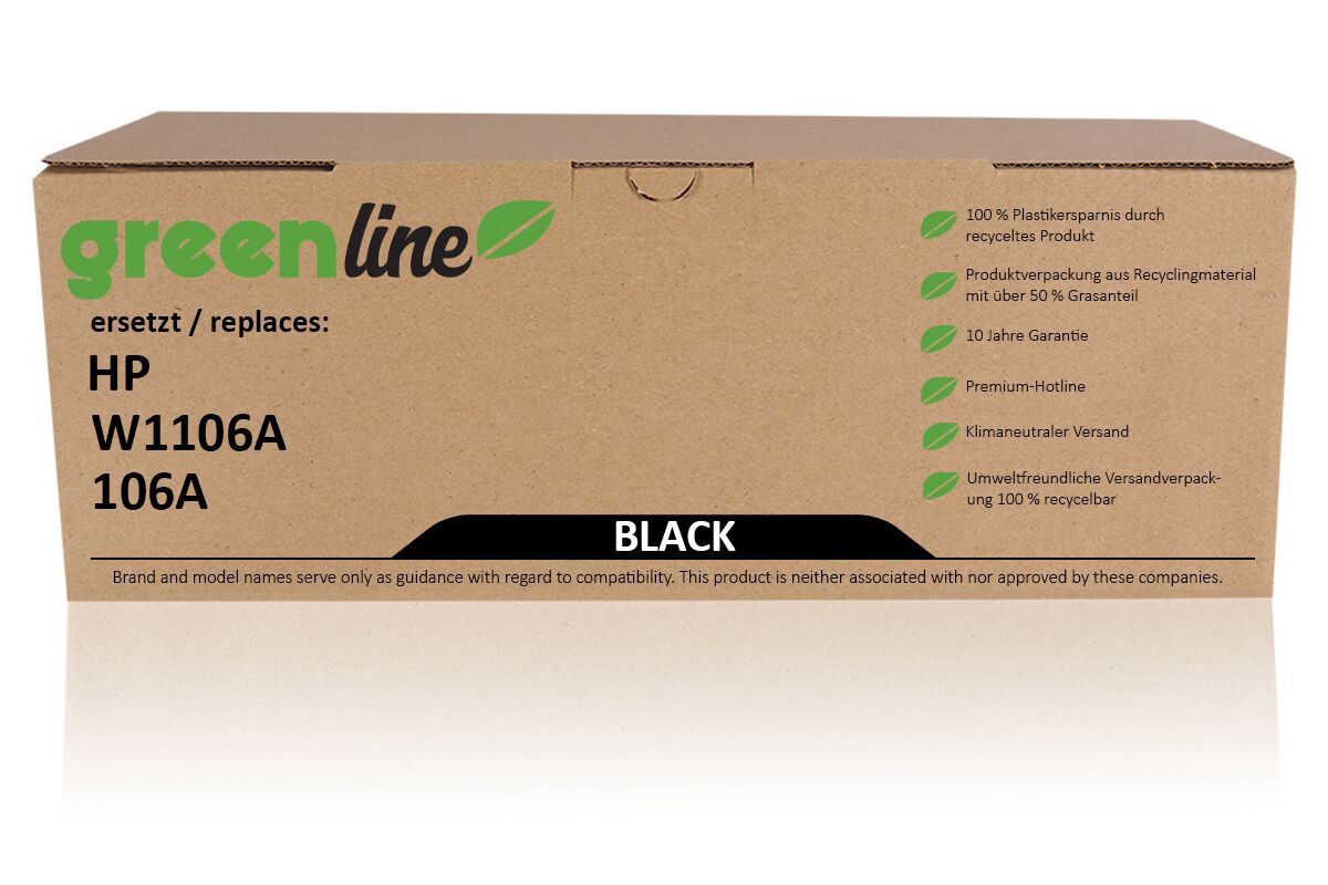 greenline remplace HP W1106A Cartouche toner, noir