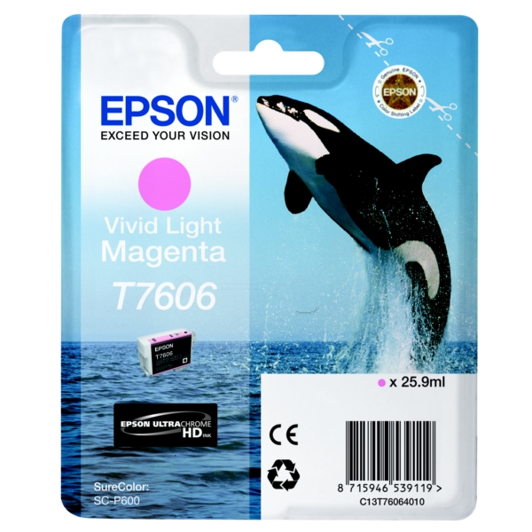 Original Epson C13T76064010 / T7606 Cartouche d'encre magenta claire