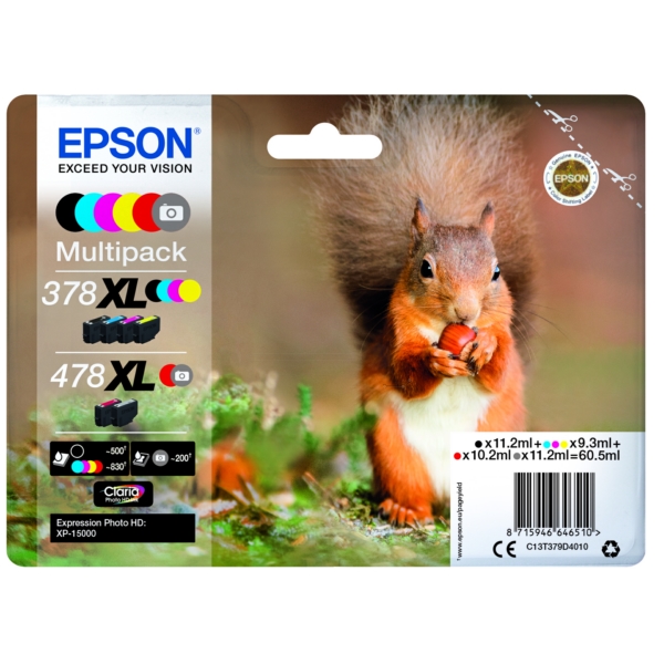 Original Epson C13T379D4010 / 378XL478XL Cartouche d'encre multi pack