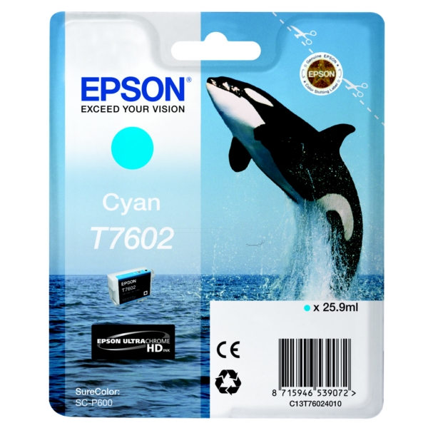 Original Epson C13T76024010 / T7602 Cartouche d'encre cyan