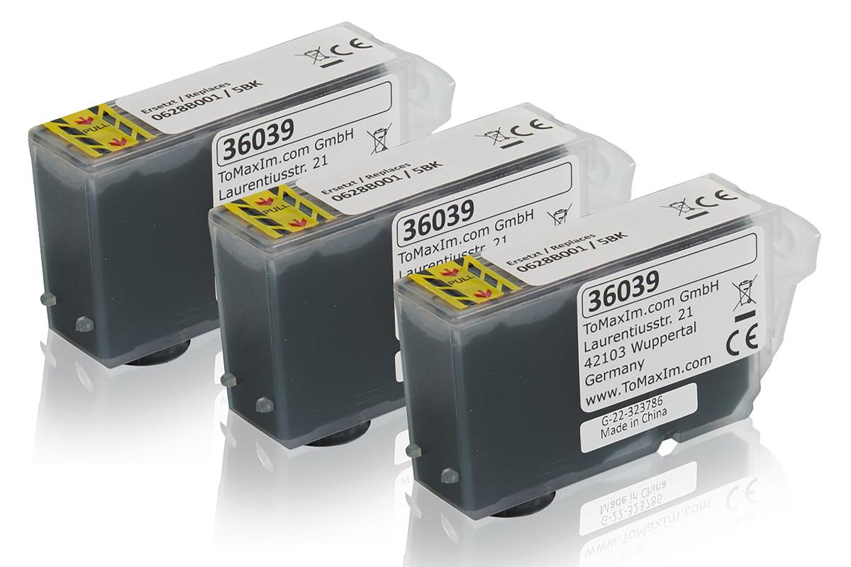 Set économique compatible avec Canon 0628 B 001 / 5 BK contient 3x Cartouche d'encre