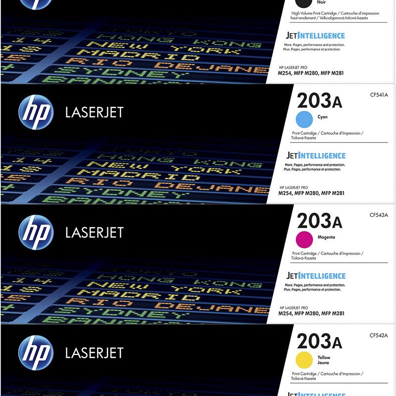 Lot multiple de toner HP CF540X / 203X d’origine