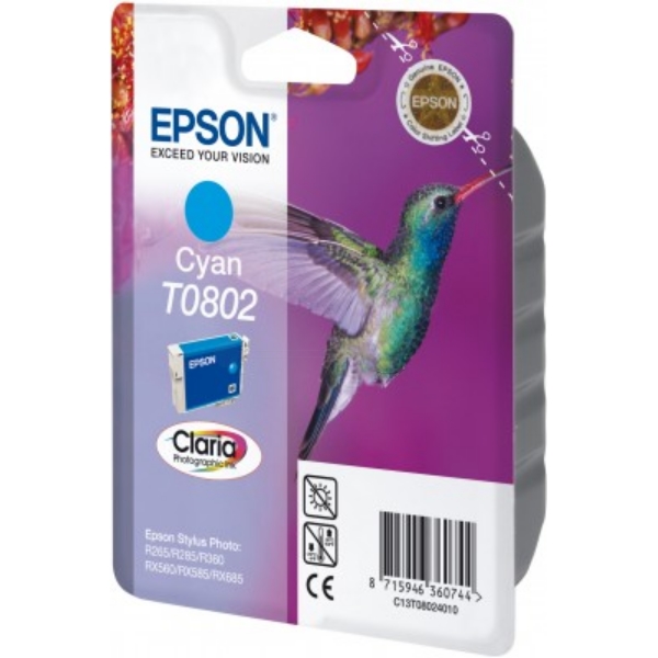 Original Epson C13T08024011 / T0802 Cartouche d'encre cyan