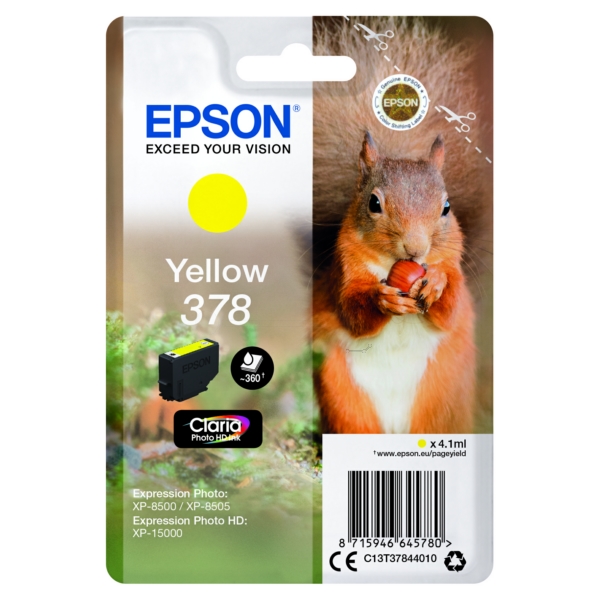 Original Epson C13T37844010 / 378 Cartouche d'encre jaune