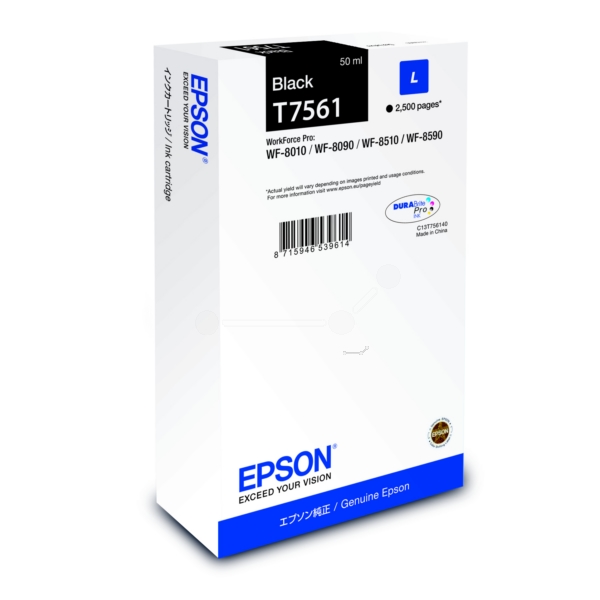 Original Epson C13T75614N / T7561 Cartouche d'encre noire