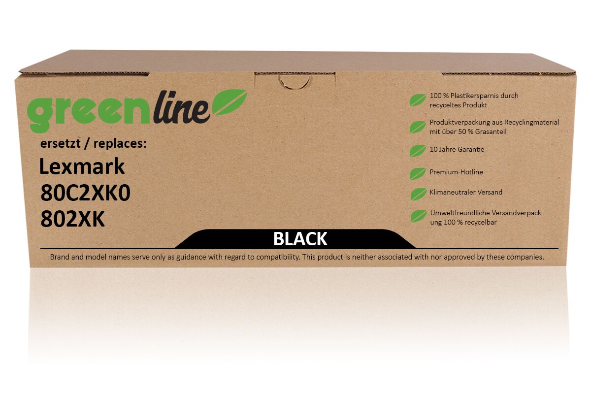 greenline remplace Lexmark 80C2XK0 / 802XK Cartouche toner, noir