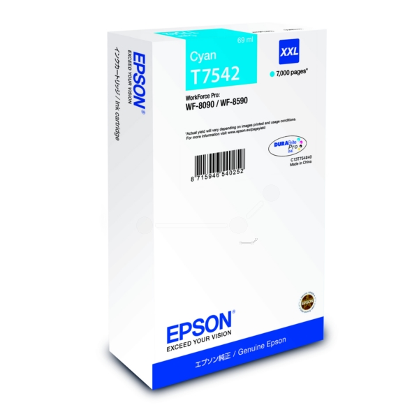 Original Epson C13T75424N / T7542 Cartouche d'encre cyan
