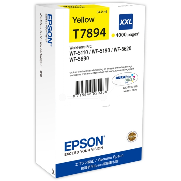 Original Epson C13T789440 / T7894XXL Cartouche d'encre jaune