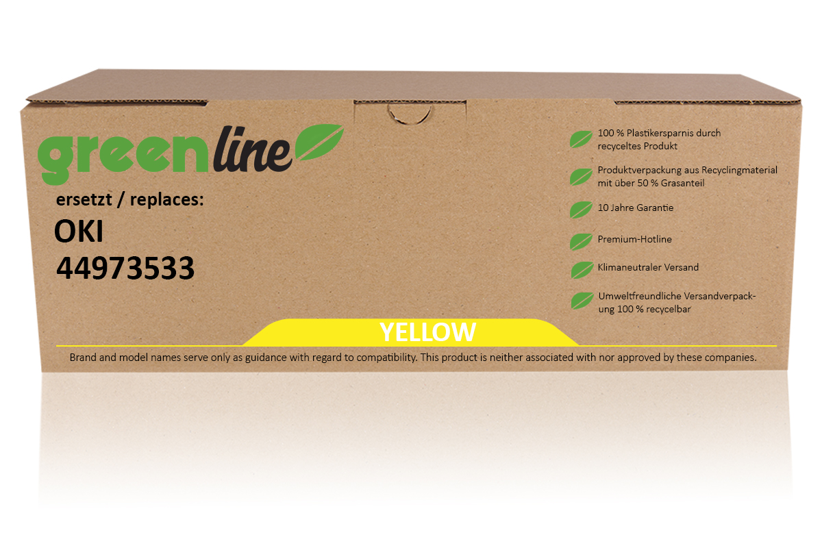 greenline remplace OKI 44973533 Cartouche toner, jaune