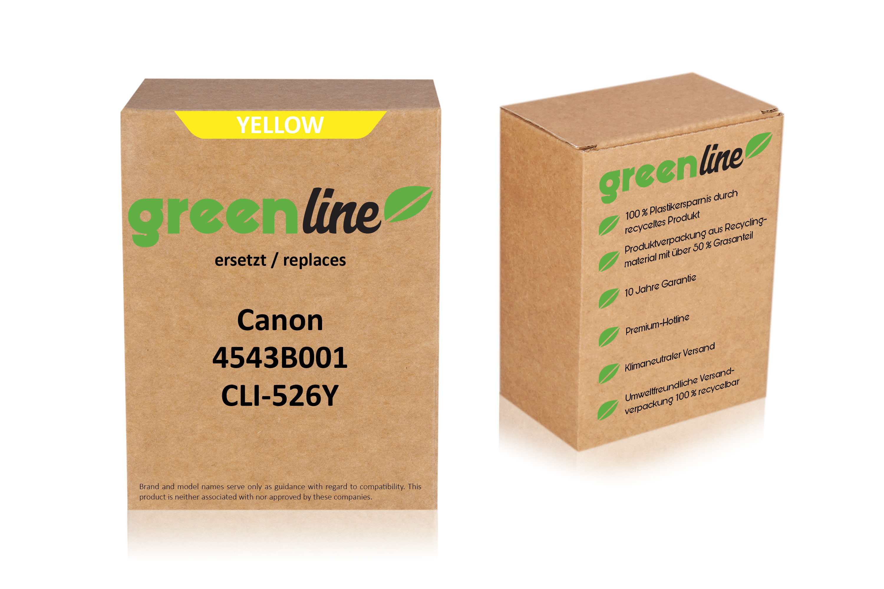 greenline remplace Canon 4543 B 001 / CLI-526 Y Cartouche d'encre, jaune