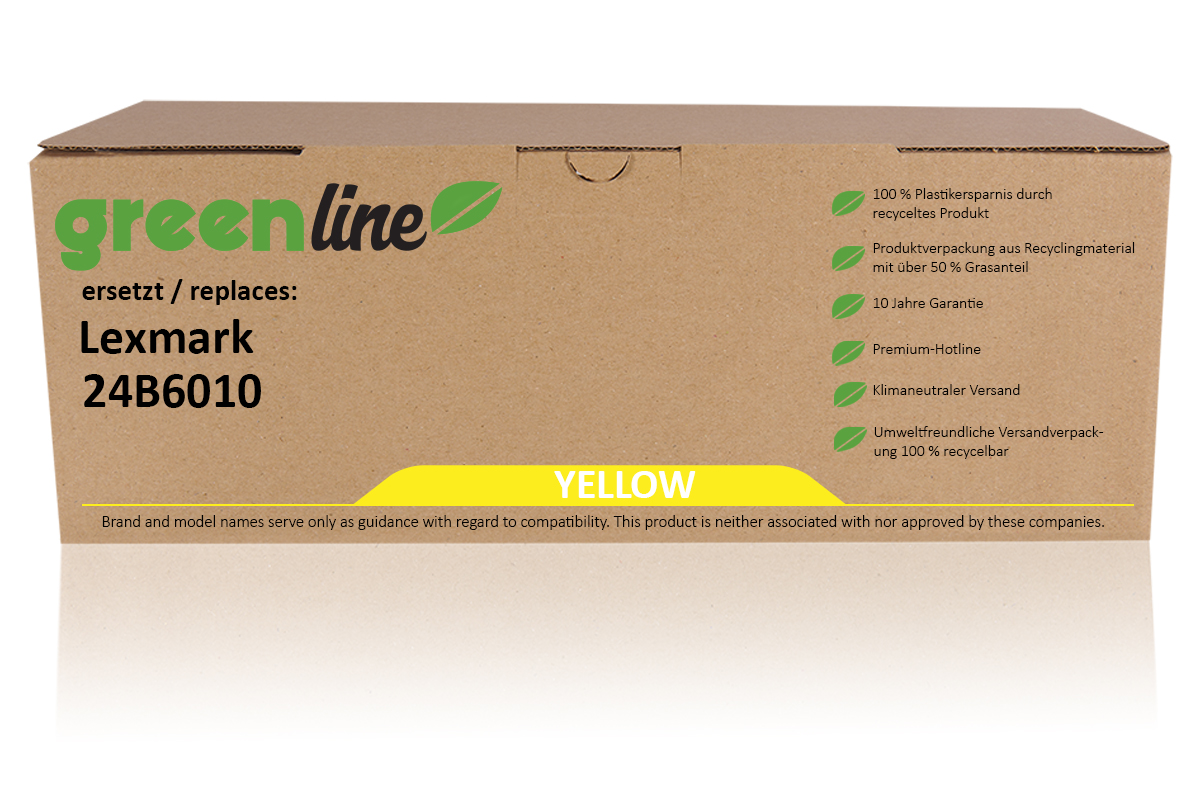 greenline remplace Lexmark 24B6010 Cartouche toner, jaune