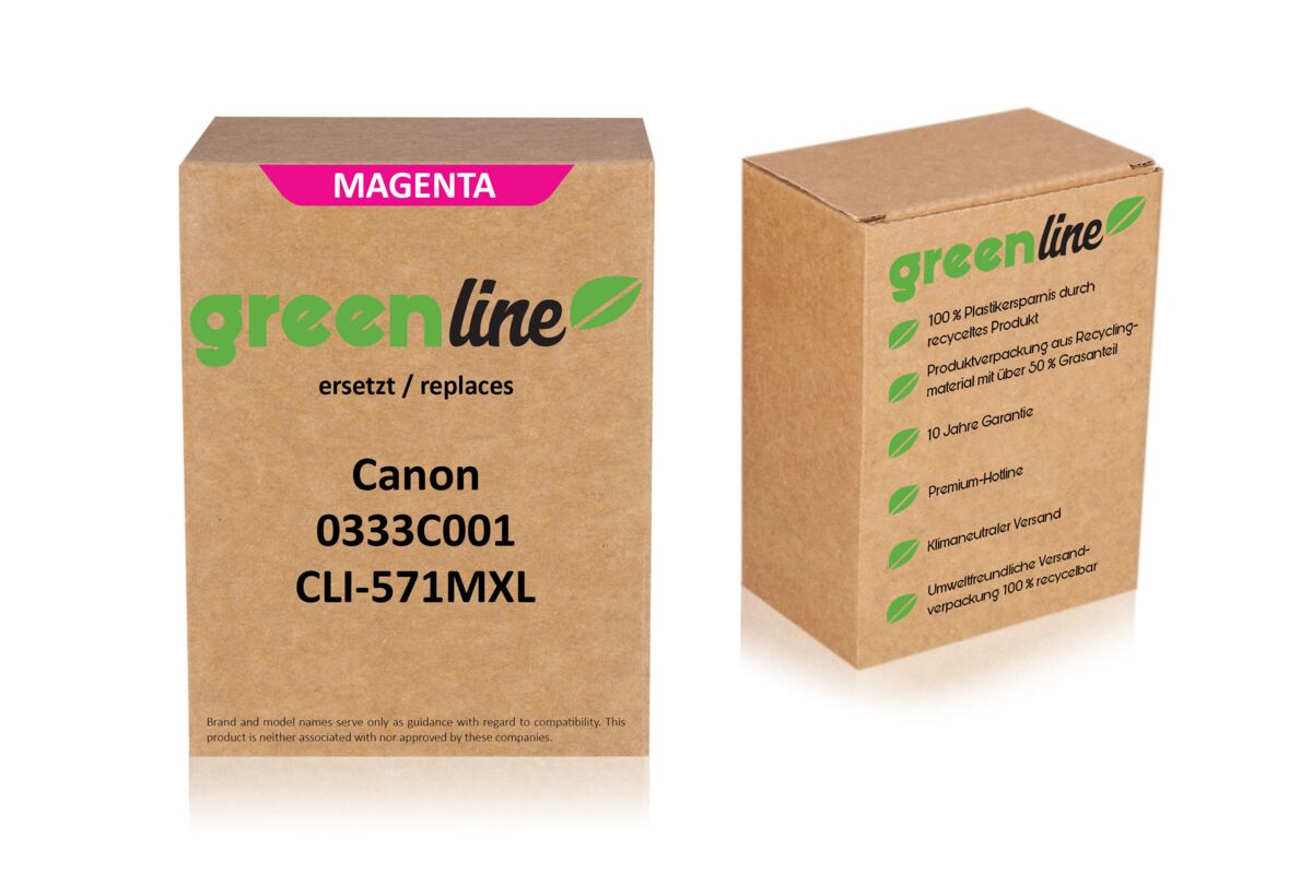 greenline remplace Canon 0333 C 001 / CLI-571 MXL Cartouche d'encre, magenta