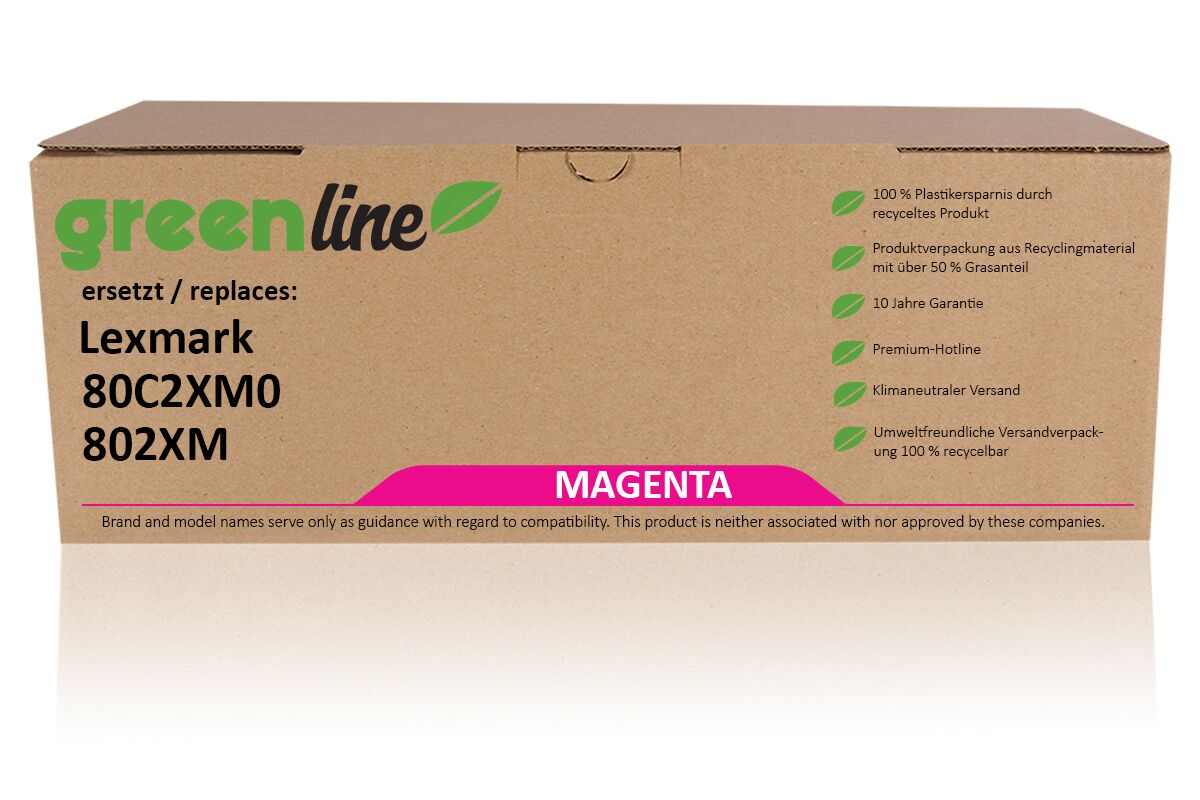greenline remplace Lexmark 80C2XM0 / 802XM Cartouche toner, magenta