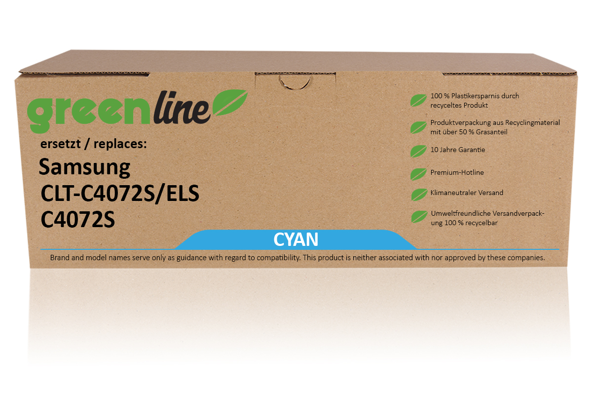 greenline remplace Samsung CLT-C 4072 S/ELS / C4072S Cartouche toner, cyan