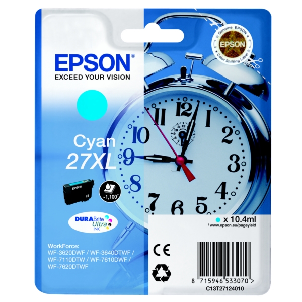 Original Epson C13T27124012 / 27XL Cartouche d'encre cyan