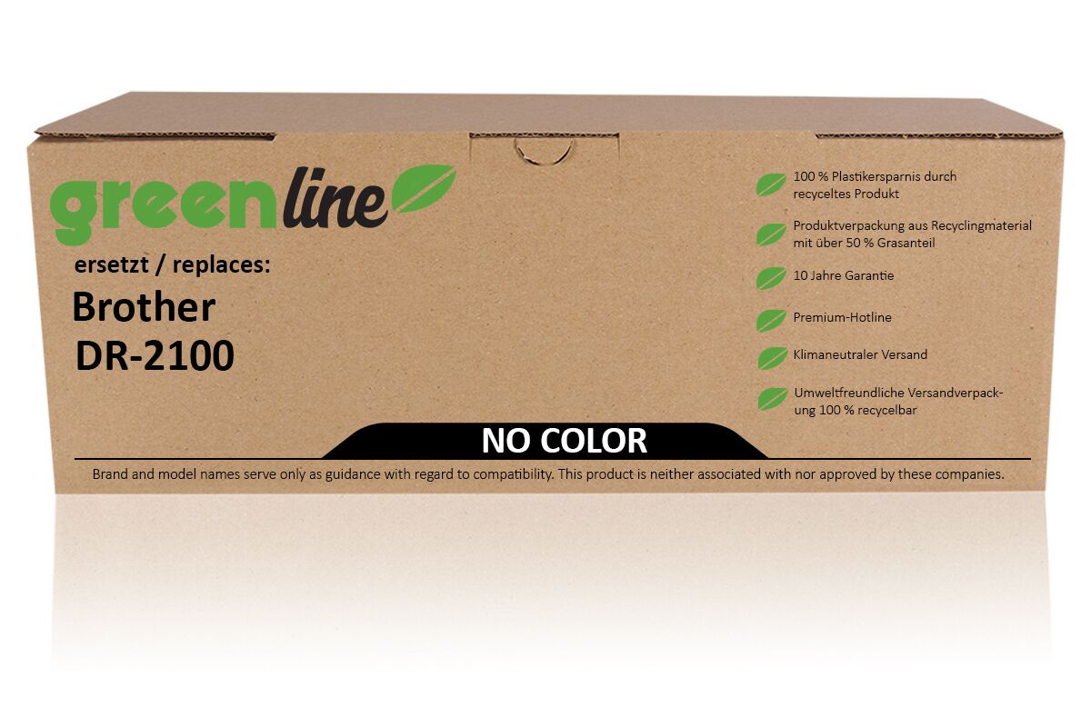 greenline remplace Brother DR-2100 Kit tambour, incolore