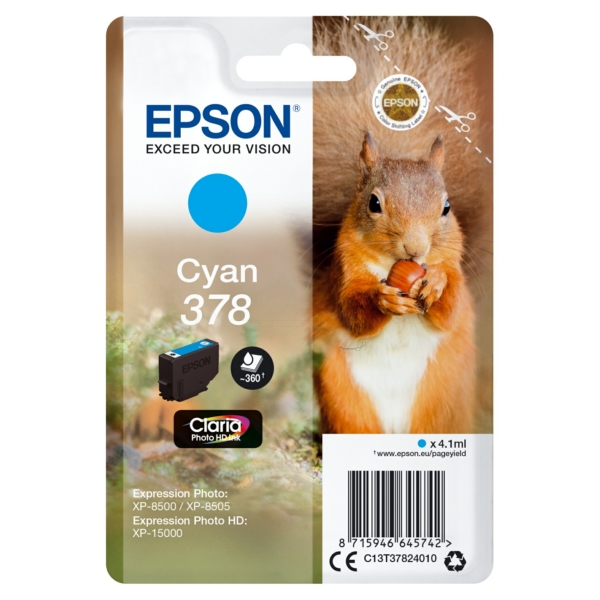 Original Epson C13T37824010 / 378 Cartouche d'encre cyan