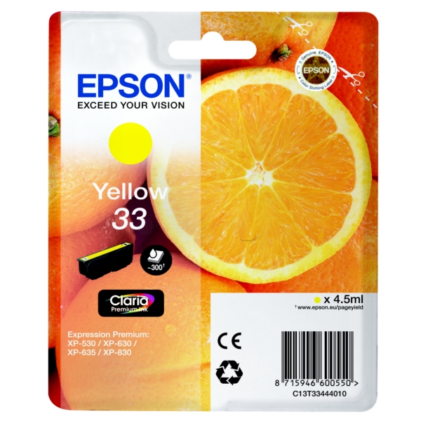 Original Epson C13T33444012 / 33 Cartouche d'encre jaune