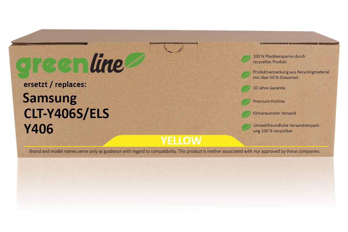 greenline remplace Samsung / HP CLT-Y406S/ELS / Y406 Cartouche toner, jaune