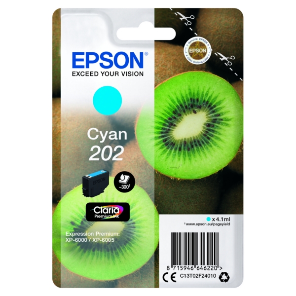Original Epson C13T02F24010 / 202 Cartouche d'encre cyan