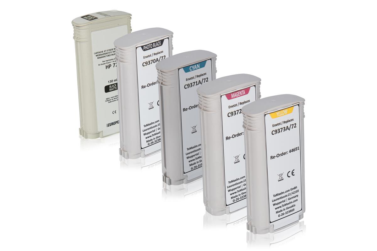 Multipack compatible avec HP C9370A / 72 contient 1 x C 9403 A / 72 Cartouche d'encre, 1 x C 9371 A / 72 Cartouche d'encre, 1 x C 9372 A / 72 Cartouche d'encre, 1 x C 9373 A / 72 Cartouche d'encre, 1 x C 9370 A / 72 Cartouche d'encre