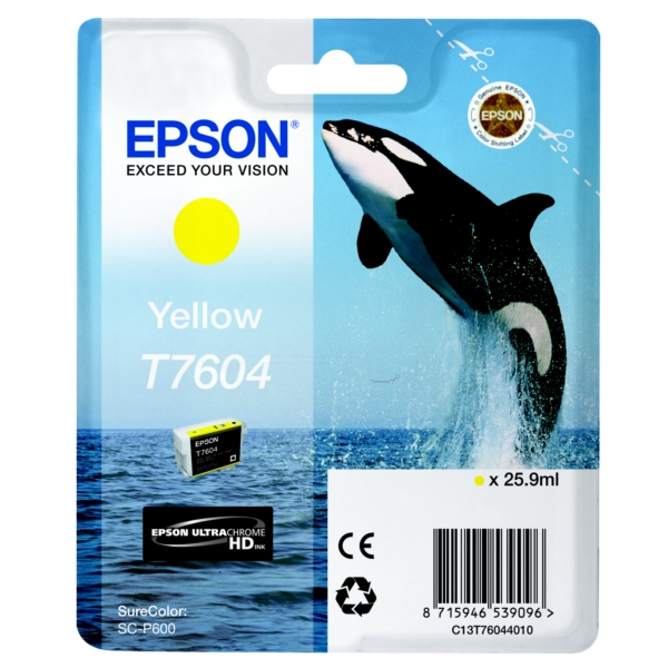Original Epson C13T76044010 / T7604 Cartouche d'encre jaune