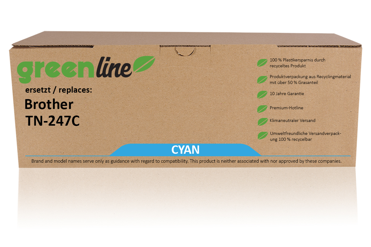 greenline remplace Brother TN-247 C Cartouche toner, cyan