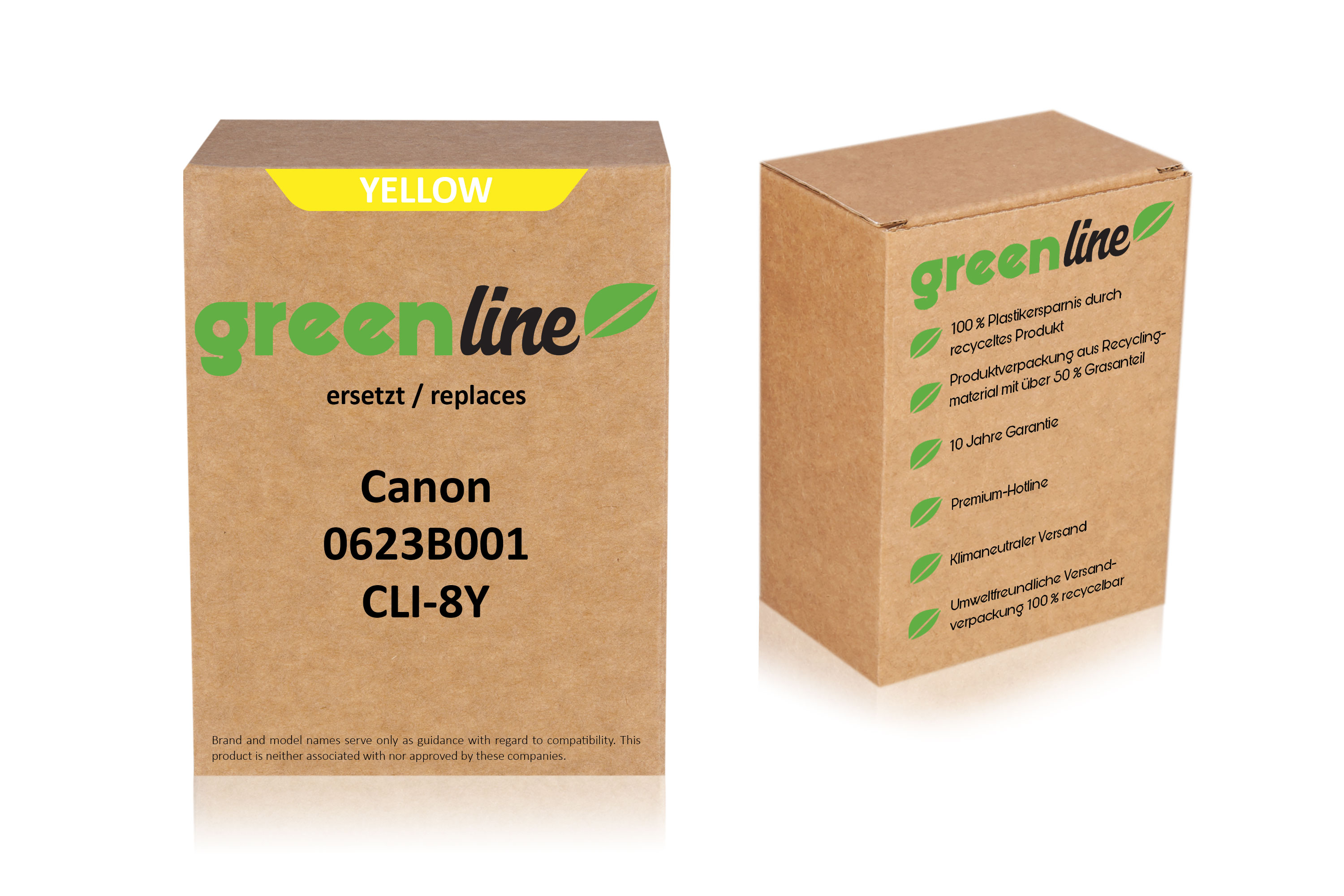 greenline remplace Canon 0623 B 001 / CLI-8 Y Cartouche d'encre, jaune