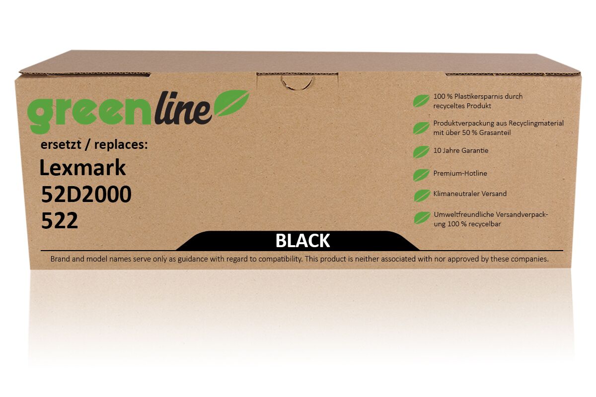 greenline remplace Lexmark 52D2000 / 522 Cartouche toner, noir