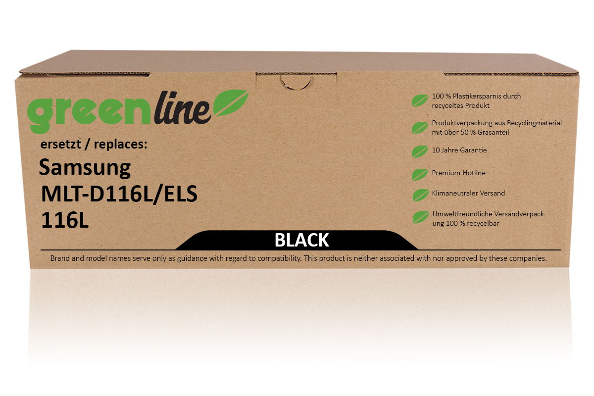 greenline remplace Samsung / HP MLT-D 116 L/ELS / 116L XL Cartouche toner, noir