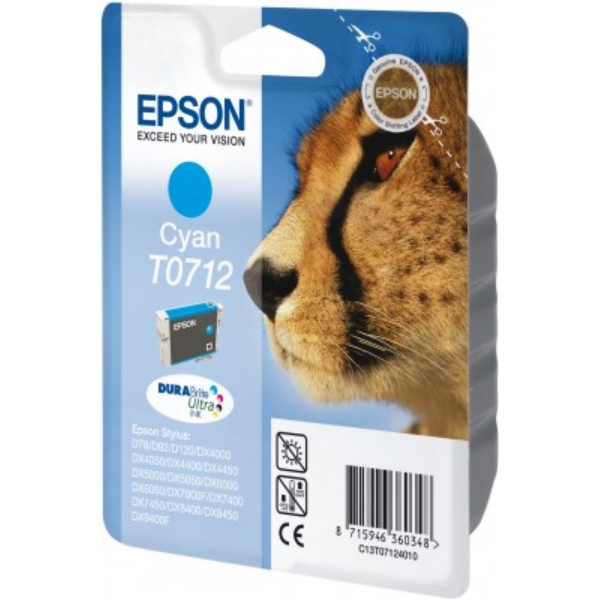 Original Epson C13T07124022 / T0712 Cartouche d'encre cyan