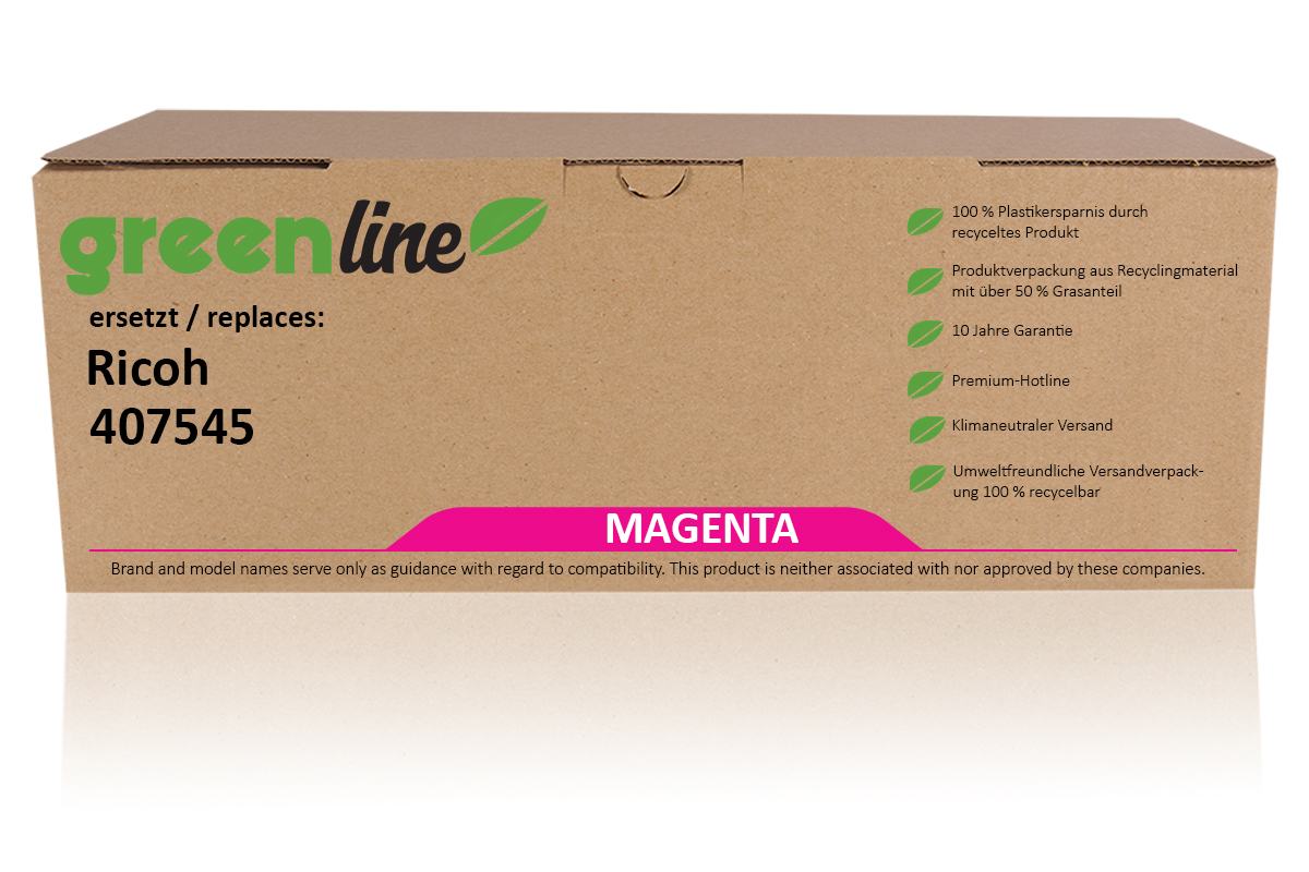 greenline remplace Ricoh 407545 Cartouche toner, magenta