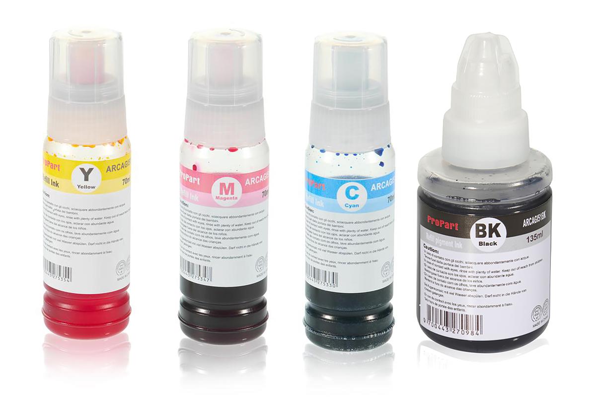 Multipack compatible avec Canon 4529C001 / GI51 contient 1 x 4529 C 001 / GI-51 PGBK Cartouche d'encre, 1 x 4546 C 001 / GI-51 C Cartouche d'encre, 1 x 4547 C 001 / GI-51 M Cartouche d'encre, 1 x 4548 C 001 / GI-51 Y Cartouche d'encre