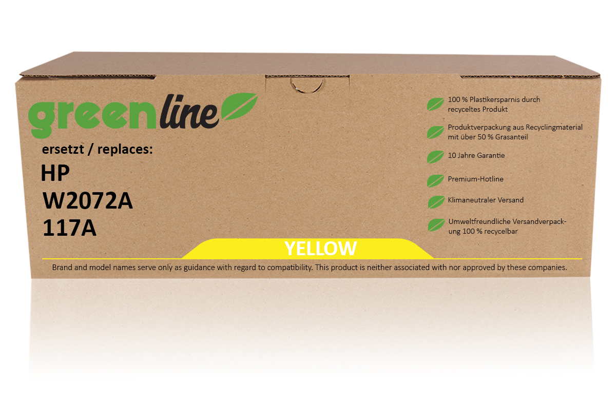 greenline remplace HP W 2072 A / 117A XL Cartouche toner, jaune
