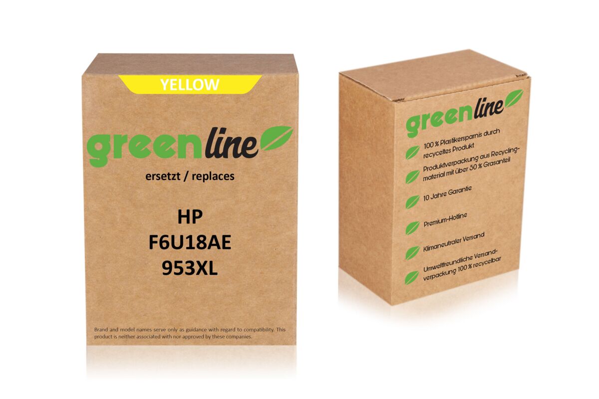 greenline remplace HP F6U18AE / 953XL Cartouche d'encre, jaune