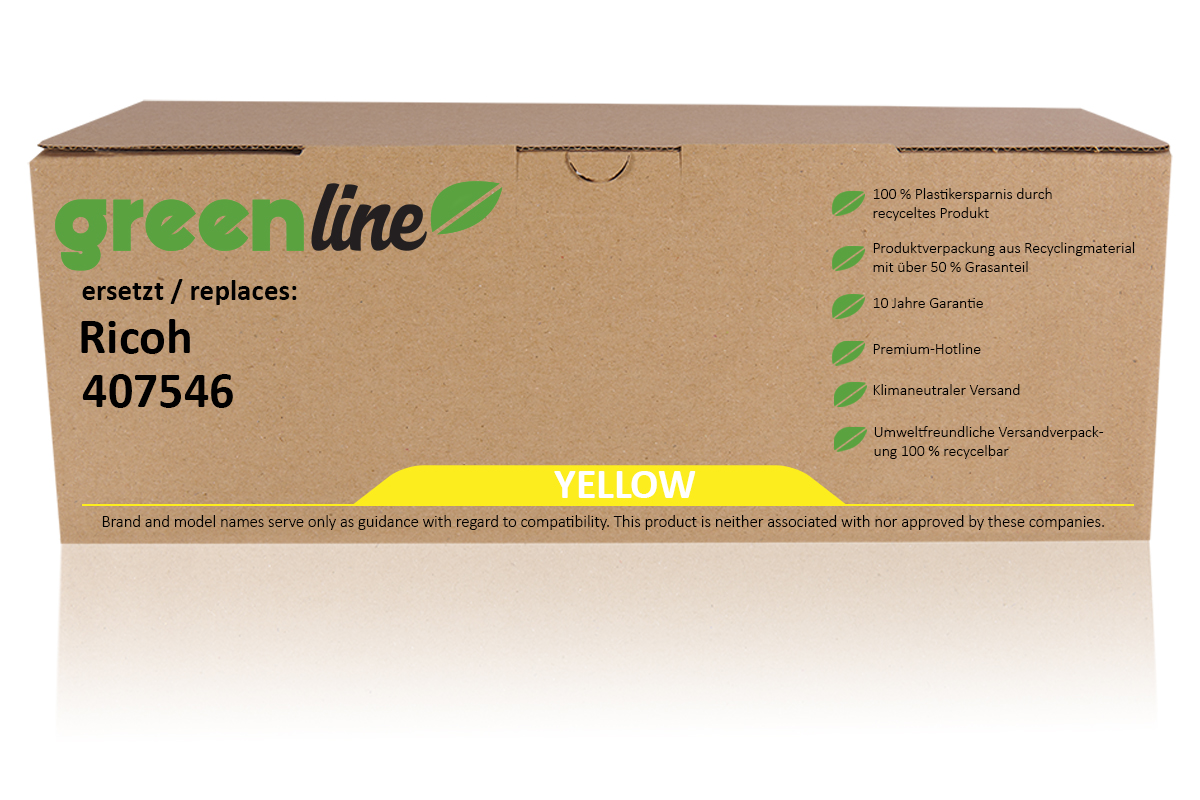 greenline remplace Ricoh 407546 Cartouche toner, jaune