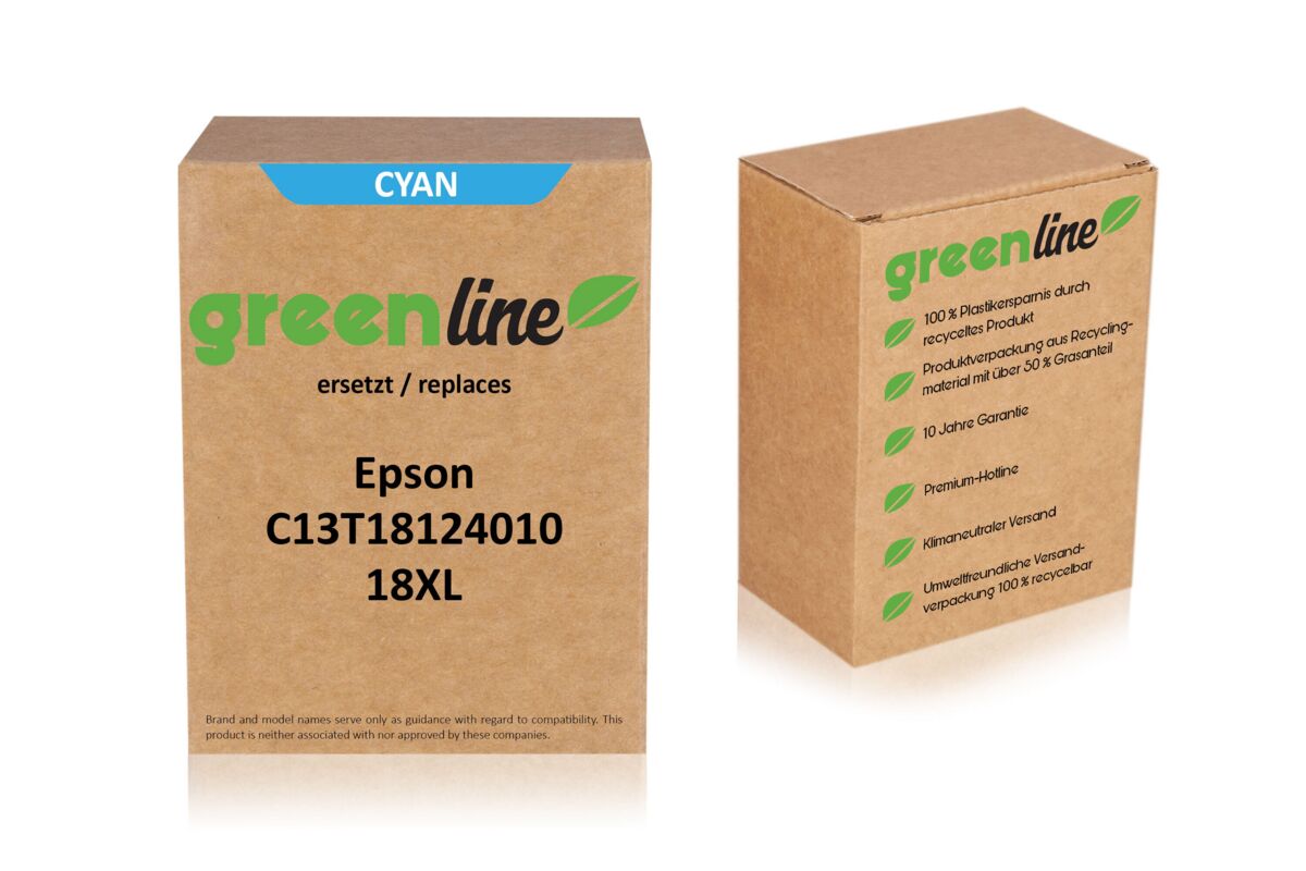 greenline remplace Epson C 13 T 18124010 / 18XL Cartouche d'encre, cyan