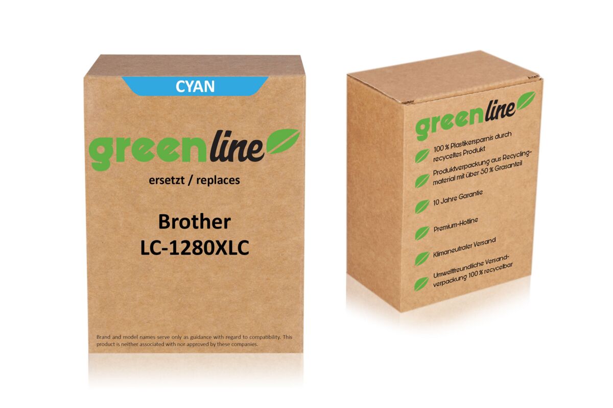 greenline remplace Brother LC-1280XLC Cartouche d'encre, cyan