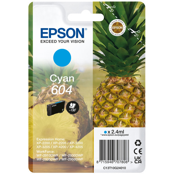 Original Epson C13T10G24010 / 604 Cartouche d'encre cyan
